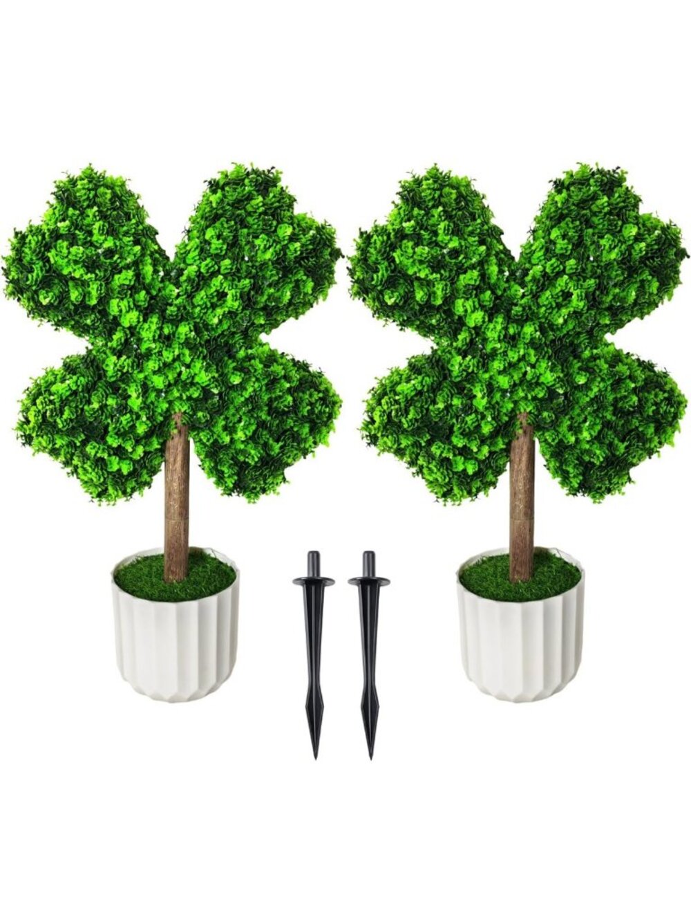 Set of 2 - 22" Faux Four Leaf Clover Plants for St. Patrick's Day Decor